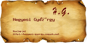 Hegyesi György névjegykártya